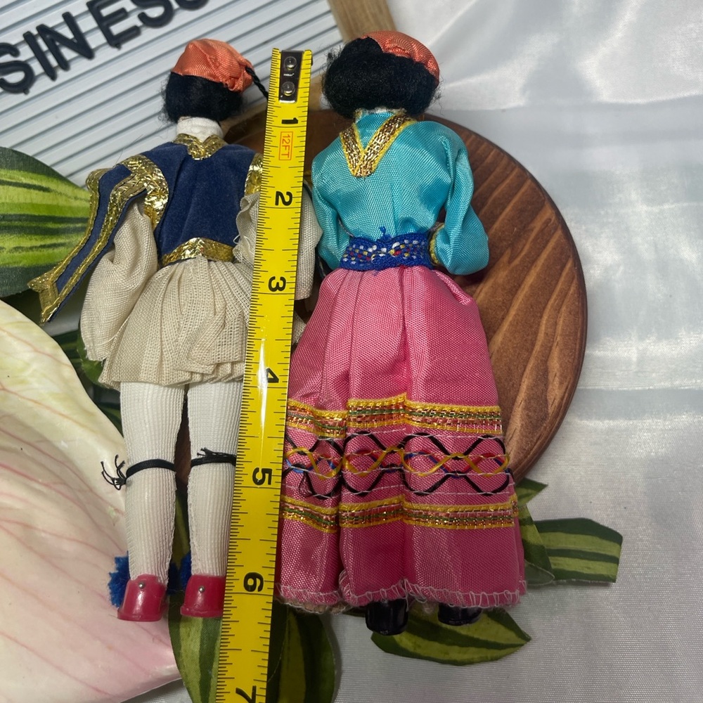 Vintage 6” Greek & Balkan Folk Dolls Pair – Traditional Handmade Souvenir Dolls - Picture 4 of 4